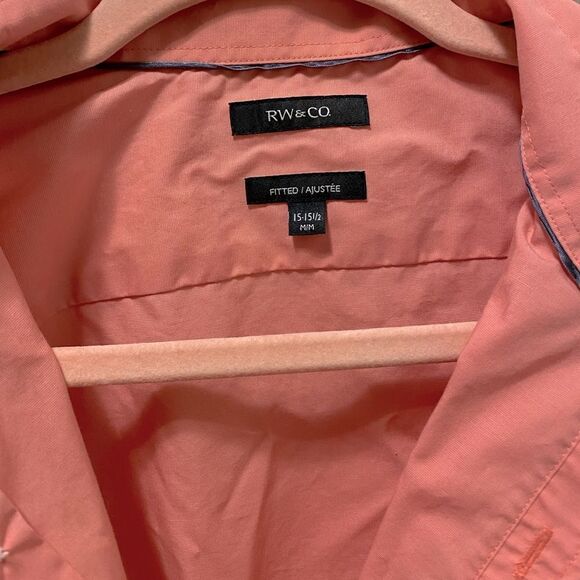 🌷RW & CO🌷 Men’s Coral Dress Shirt 100% Cotton M   - Picture 7 of 14